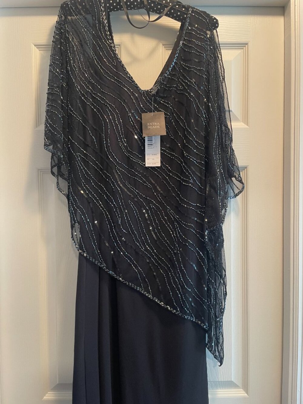 J Kara 14W Pop Over Beaded Long Dress